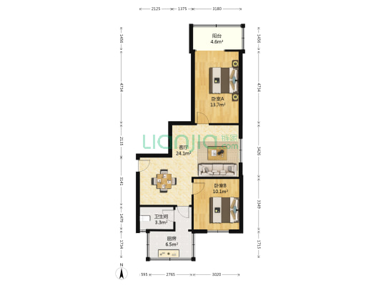白庙馨苑小区 2室1厅1卫 77平方