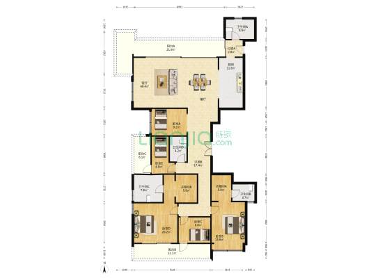 北大资源紫境府二期 5室1厅4卫 249平方