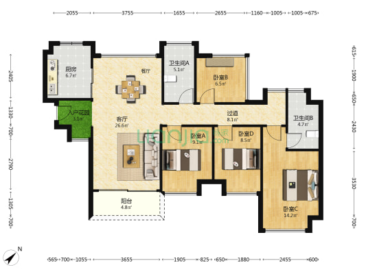 星河传奇 4室1厅2卫 118平方