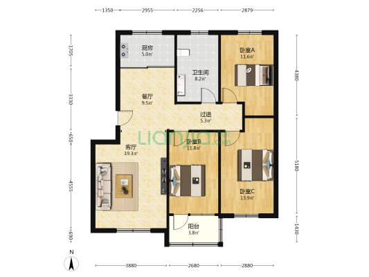 矿务局二分会 3室2厅1卫 110平方