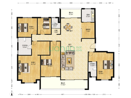碧桂园翡翠华府 5室1厅3卫 280平方