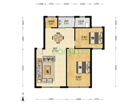 海口消防龙昆南生活区 2室1厅1卫 91平方