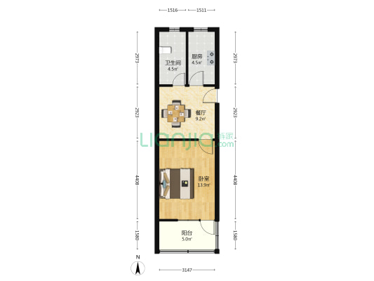 宛平南路71弄 1室1厅1卫 46平方