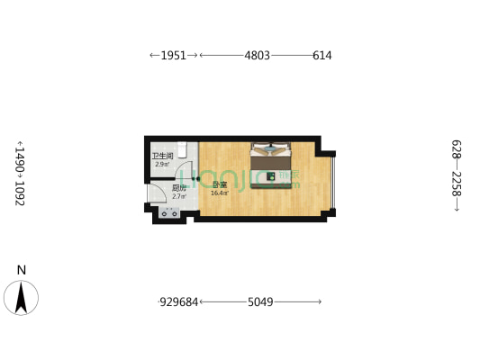 月河楼 1室0厅1卫 40平方