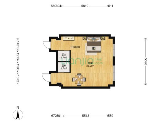 万龙台北明珠四期 1室0厅2卫 77平方