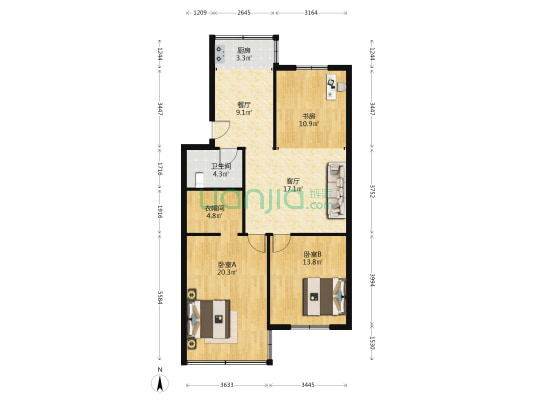 青岛中房云溪小区C 3室2厅1卫 102平方