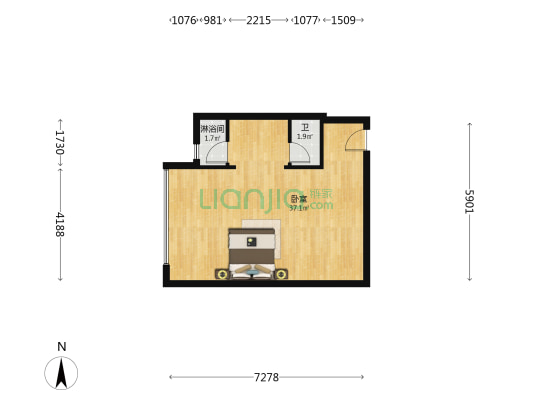 成都国际科技节能大厦 1室0厅2卫 65平方