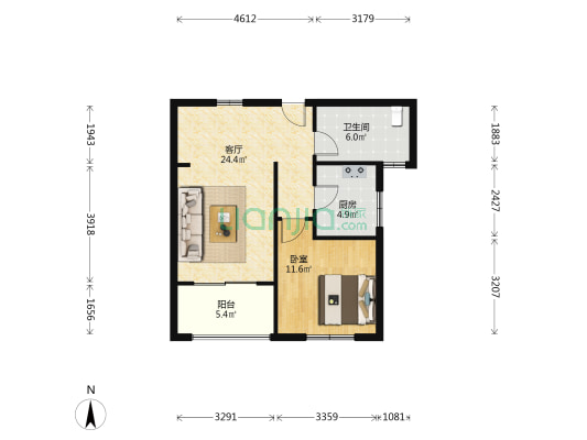 御花园 1室1厅1卫 78平方