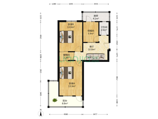 玉函路12号 2室1厅1卫 76平方