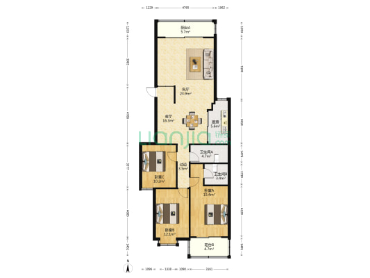 万隆花园一区 3室2厅2卫 128平方