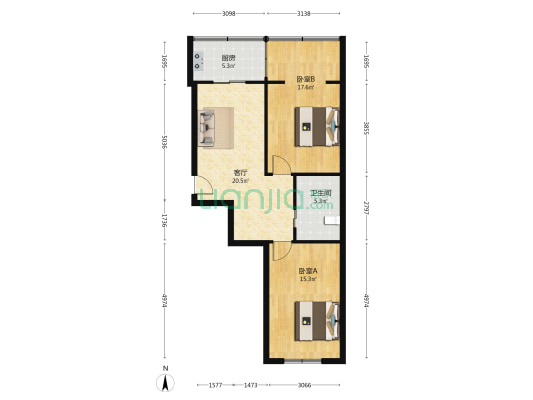 辽宁省药研院职工住宅 2室1厅1卫 79平方