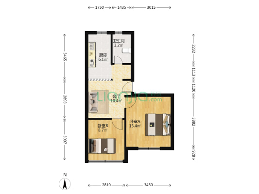 恒大华城新华苑（东区） 2室1厅1卫 55平方