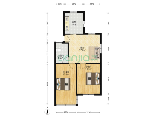 聪园小区 2室1厅1卫 60平方