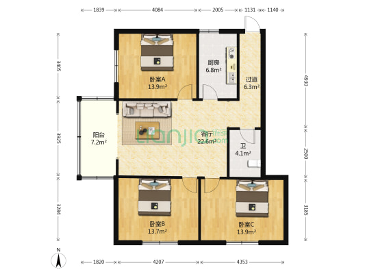 林庄 3室1厅1卫 95平方