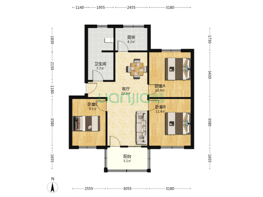 税务局家属院 3室1厅1卫 85平方