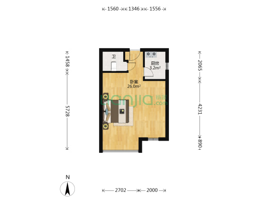 五岳国际 1室0厅1卫 48平方