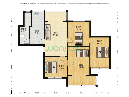 东山巷 4室1厅1卫 83平方