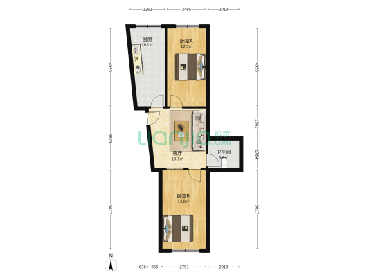 汉水路公寓 2室1厅1卫 71平方