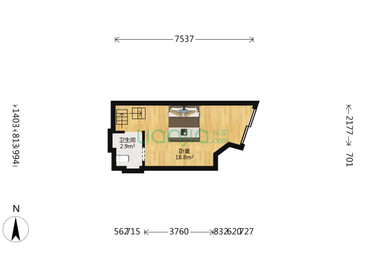 同庆路 1室0厅1卫 26平方