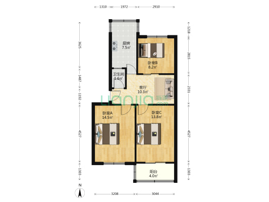 山西省水文水资源勘测局 3室1厅1卫 73平方