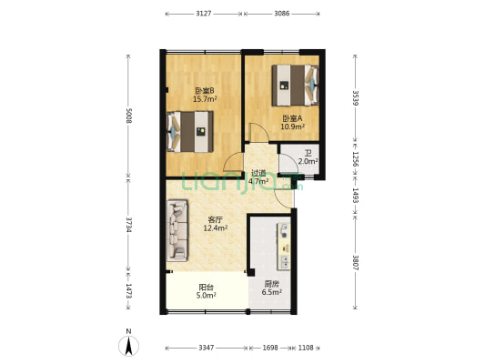 龙井新村 2室1厅1卫 71平方