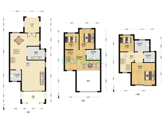 恒大科技旅游城 5室1厅4卫 198平方