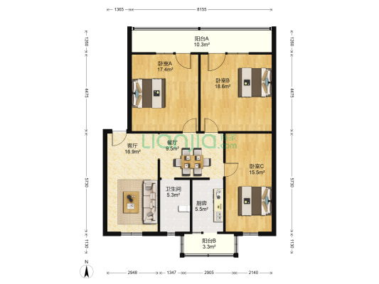 新蒲路宿舍楼 3室2厅1卫 110平方