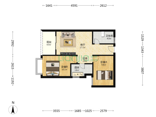 美舍嘉苑二期 2室1厅1卫 70平方