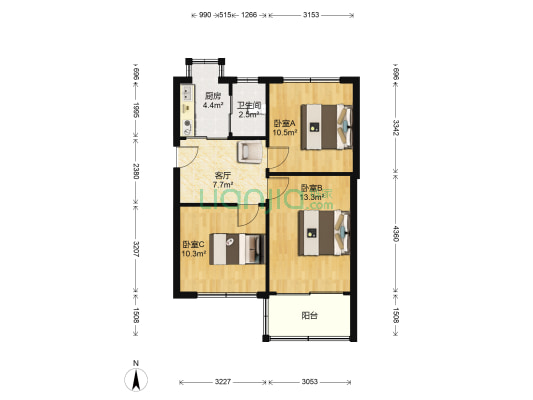 新岗五村 3室1厅1卫 65平方