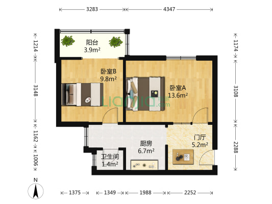 王家坝街23号 2室0厅1卫 45平方