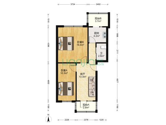 万米楼 2室1厅1卫 61平方