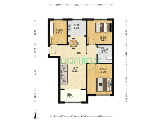 龙湖悠山郡三期 2室1厅1卫 89平方