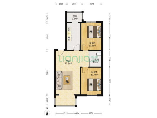 鹏臣家园 2室1厅1卫 79平方
