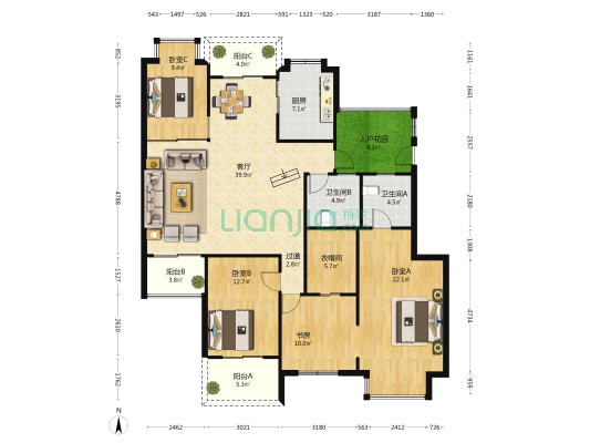 万正鸣翠谷 4室1厅2卫 161平方