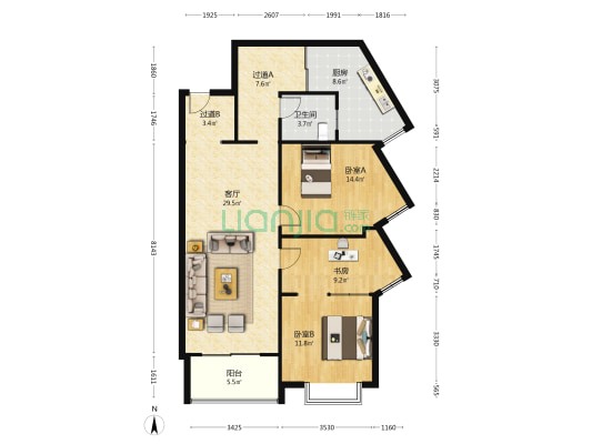 仁和世家 3室1厅1卫 117平方