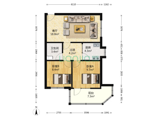 二勘院东住宅小区 2室1厅1卫 54平方
