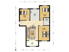 此房是满二年的，经典南北三居室，自住装修标准-涿州鹏渤印象城牛津花园户型图