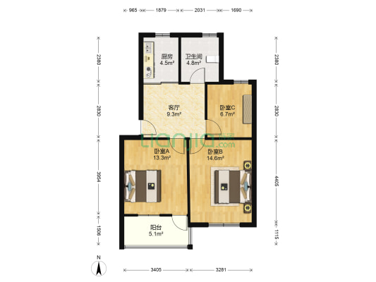 人民中路43号 3室1厅1卫 70平方