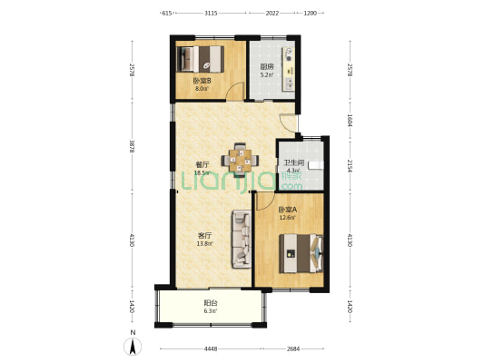 杜义弄新区 2室2厅1卫 83平方
