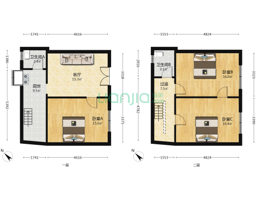 张自忠路3号 3室1厅2卫 102平方