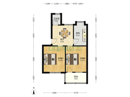 洪都五区 2室1厅1卫 60平方
