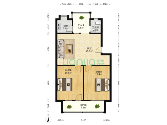 湖滨南路 2室1厅1卫 85平方