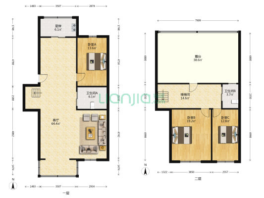 东师家园一区 3室1厅2卫 169平方