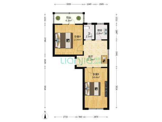新城小区 2室1厅1卫 57平方