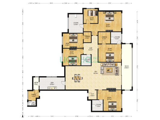 明园龍玺 6室1厅5卫 336平方