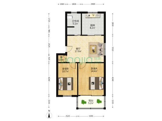 中坝北路20号 2室1厅1卫 75平方