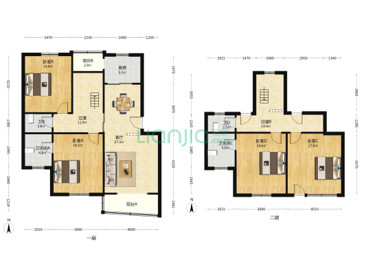金鹤绿岛 4室1厅4卫 209平方