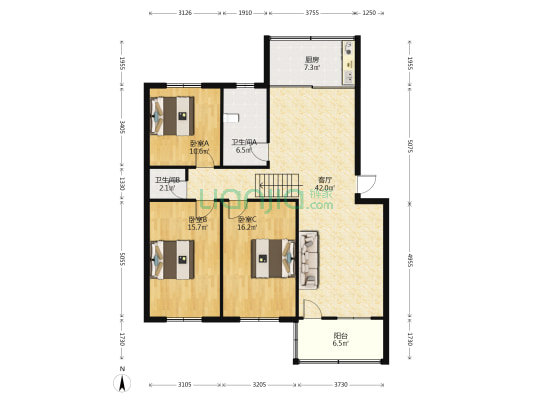 驻马店市粮食储备库家属院 3室1厅2卫 133平方