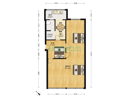 十五北街8号 1室1厅1卫 86平方