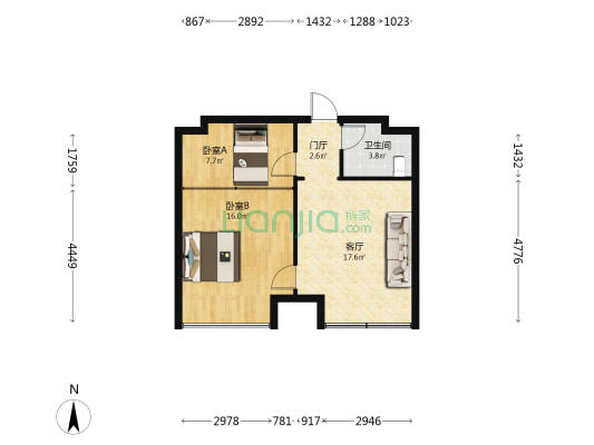 龙仕梧桐苑 2室1厅1卫 69平方